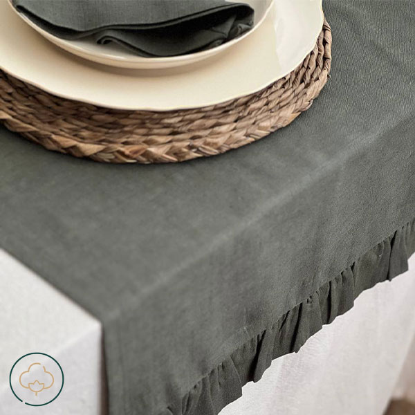 رانر لینن سبز رنگ چین دار